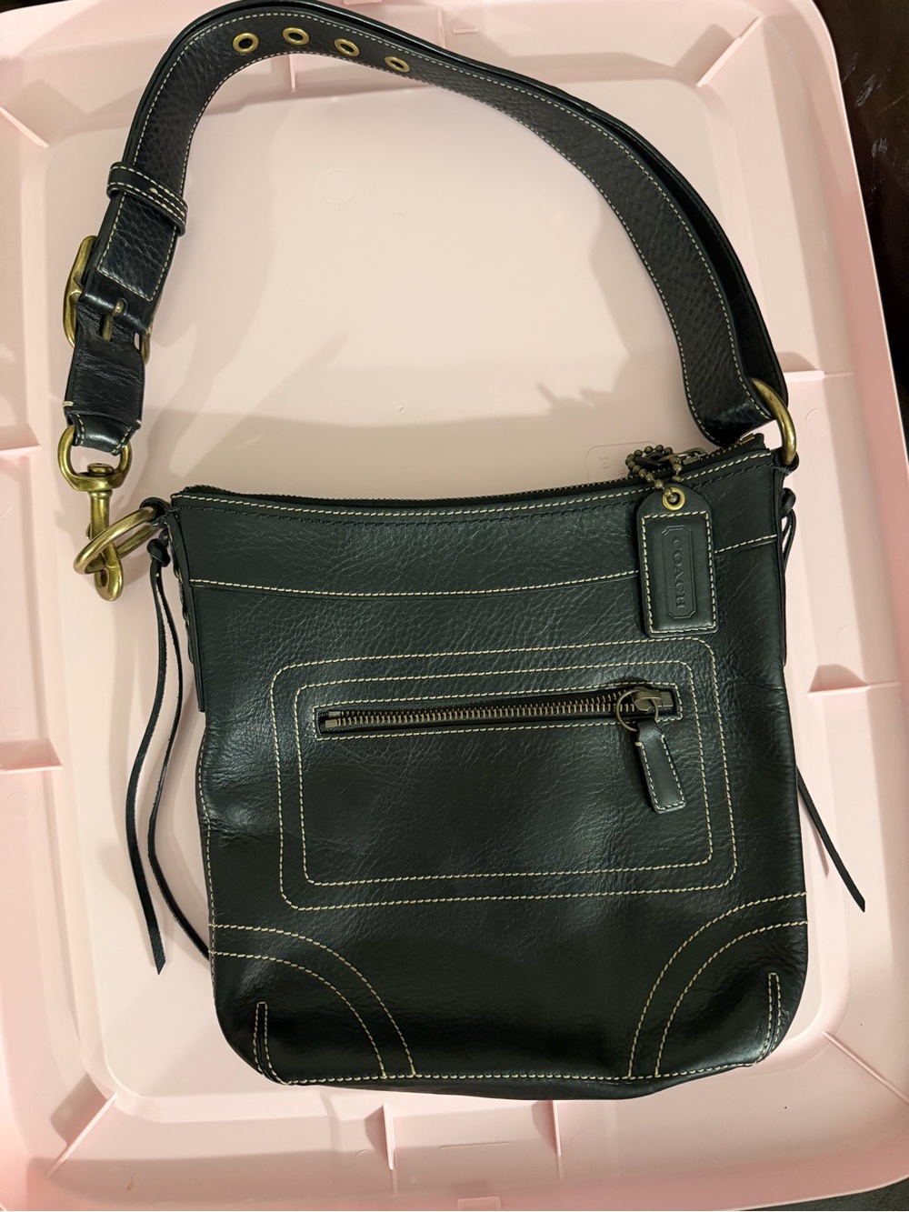 COACH Vintage Bleecker Black
Pebble Leather Shoulder Crossbody
Bag